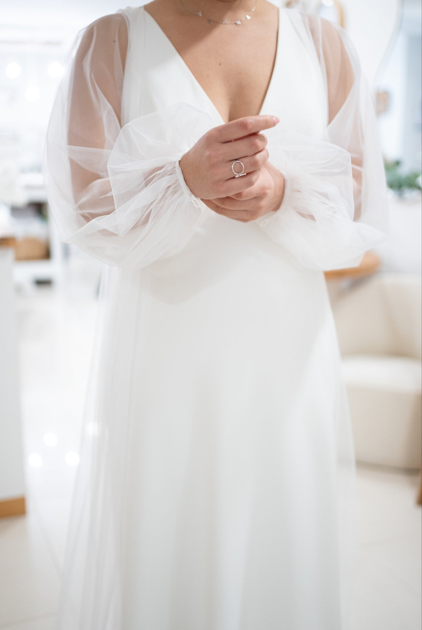 OPEN-FRONT CAPE WITH BISHOP SLEEVE