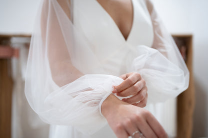 OPEN-FRONT CAPE WITH BISHOP SLEEVE