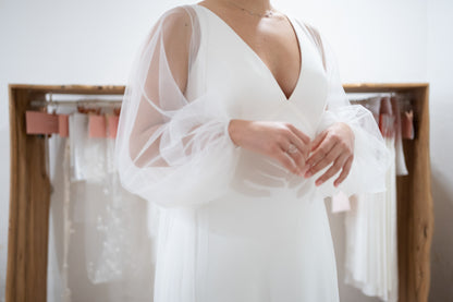 OPEN-FRONT CAPE WITH BISHOP SLEEVE