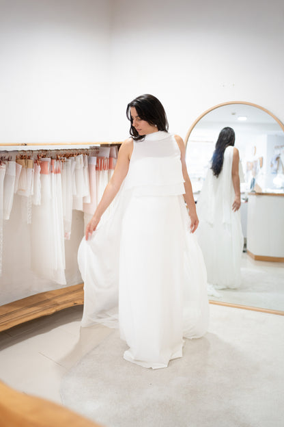 TWO-LAYER CAPE WITH PLEATED COLLAR AND SCARF