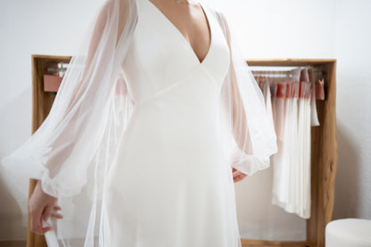 OPEN-FRONT CAPE WITH BISHOP SLEEVE