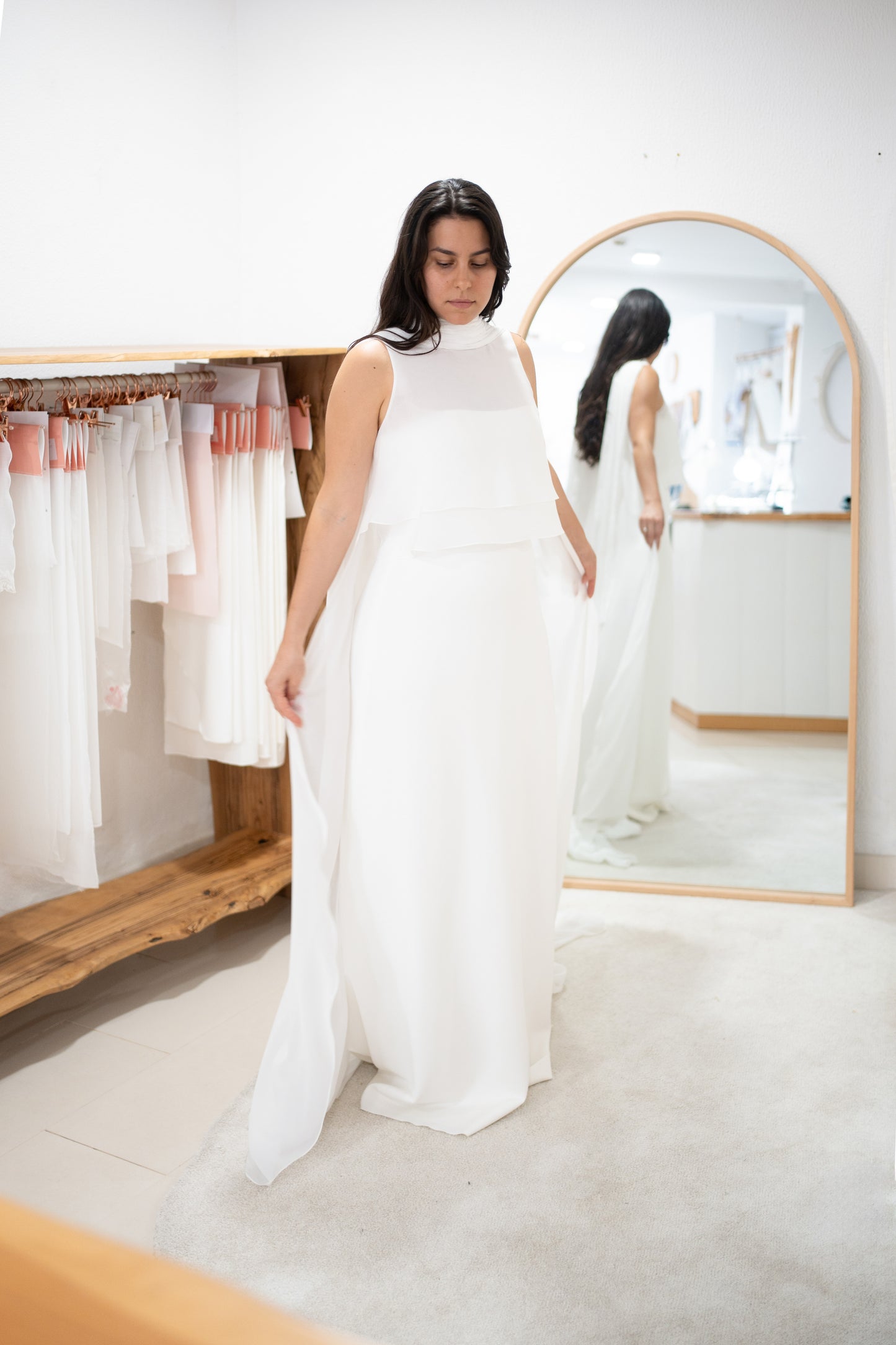 TWO-LAYER CAPE WITH PLEATED COLLAR AND SCARF