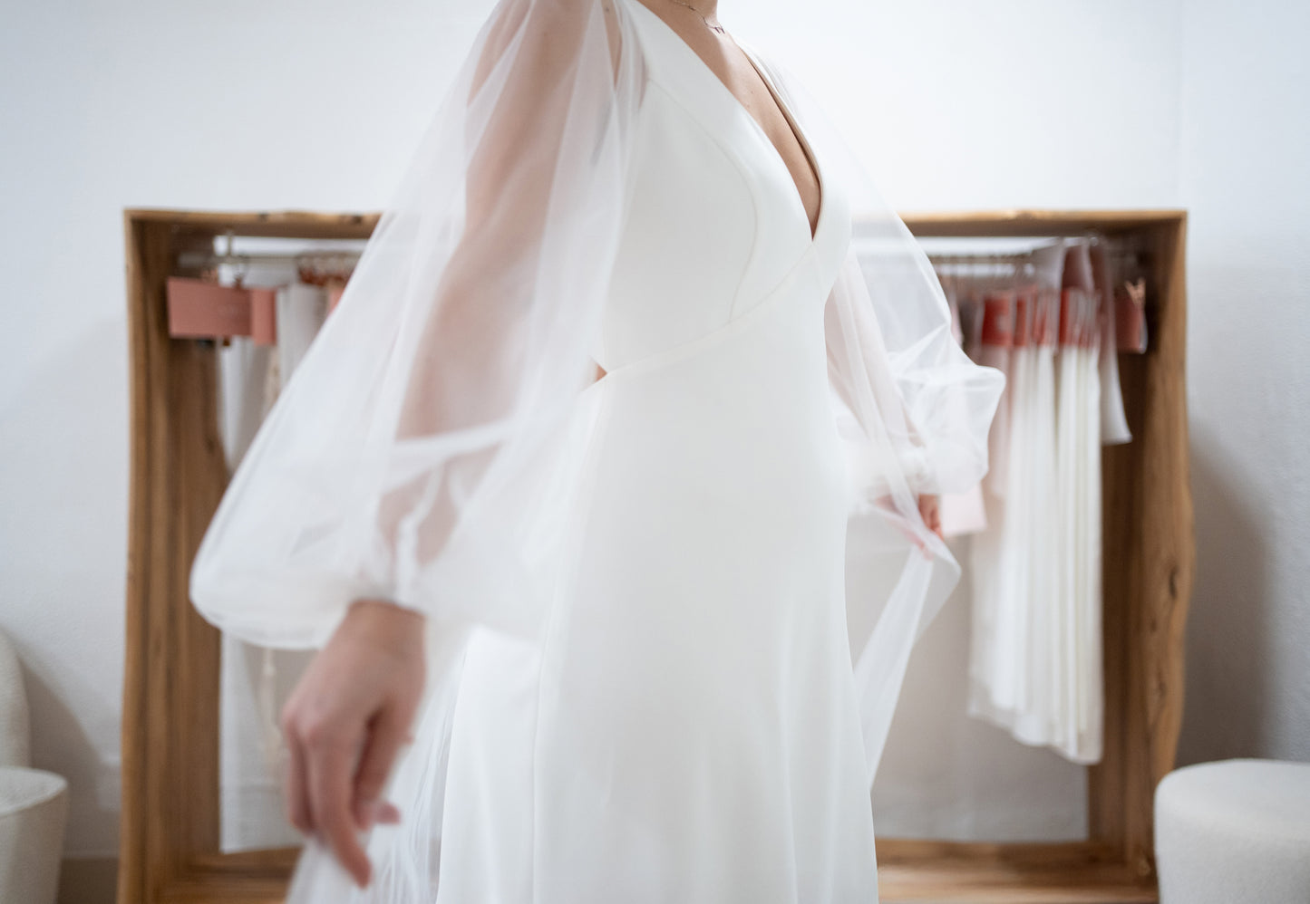 OPEN-FRONT CAPE WITH BISHOP SLEEVE