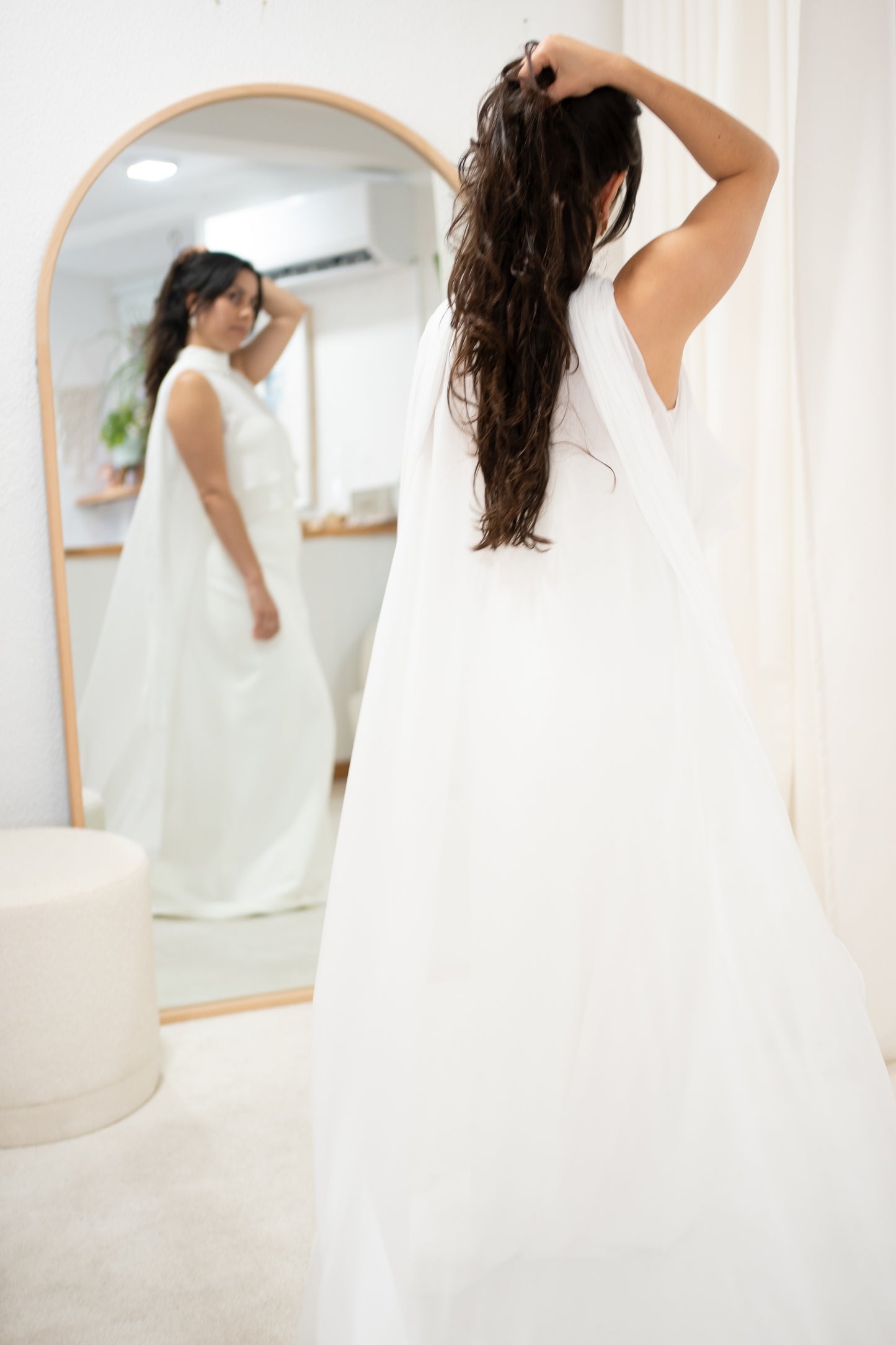 TWO-LAYER CAPE WITH PLEATED COLLAR AND SCARF