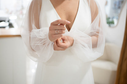 OPEN-FRONT CAPE WITH BISHOP SLEEVE