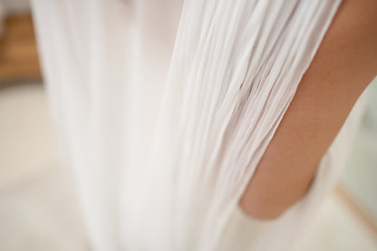 TWO-LAYER CAPE WITH PLEATED COLLAR AND SCARF