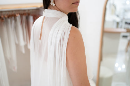 TWO-LAYER CAPE WITH PLEATED COLLAR AND SCARF