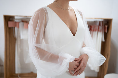 OPEN-FRONT CAPE WITH BISHOP SLEEVE