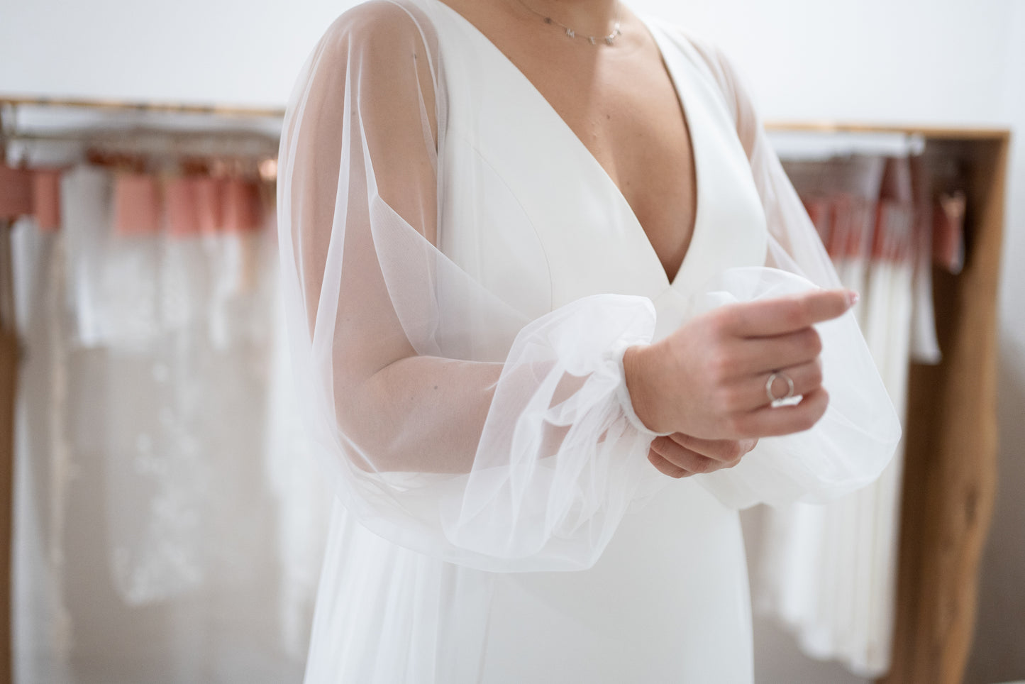 OPEN-FRONT CAPE WITH BISHOP SLEEVE