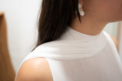 TWO-LAYER CAPE WITH PLEATED COLLAR AND SCARF