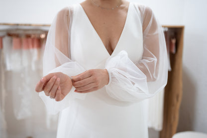 OPEN-FRONT CAPE WITH BISHOP SLEEVE