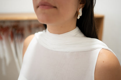 TWO-LAYER CAPE WITH PLEATED COLLAR AND SCARF